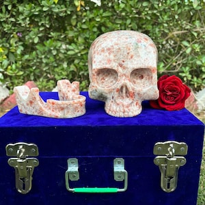 5.1" Sun Stone Skull Crystal Skull, Detachable Jaw | Skull Sculpture/Carved Crystal/MH Replicas Skull/Mineral Specimen/Best Deal, 4 kg
