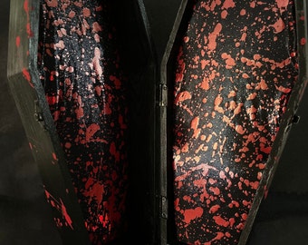 Black Coffin Box with Blood Spatter