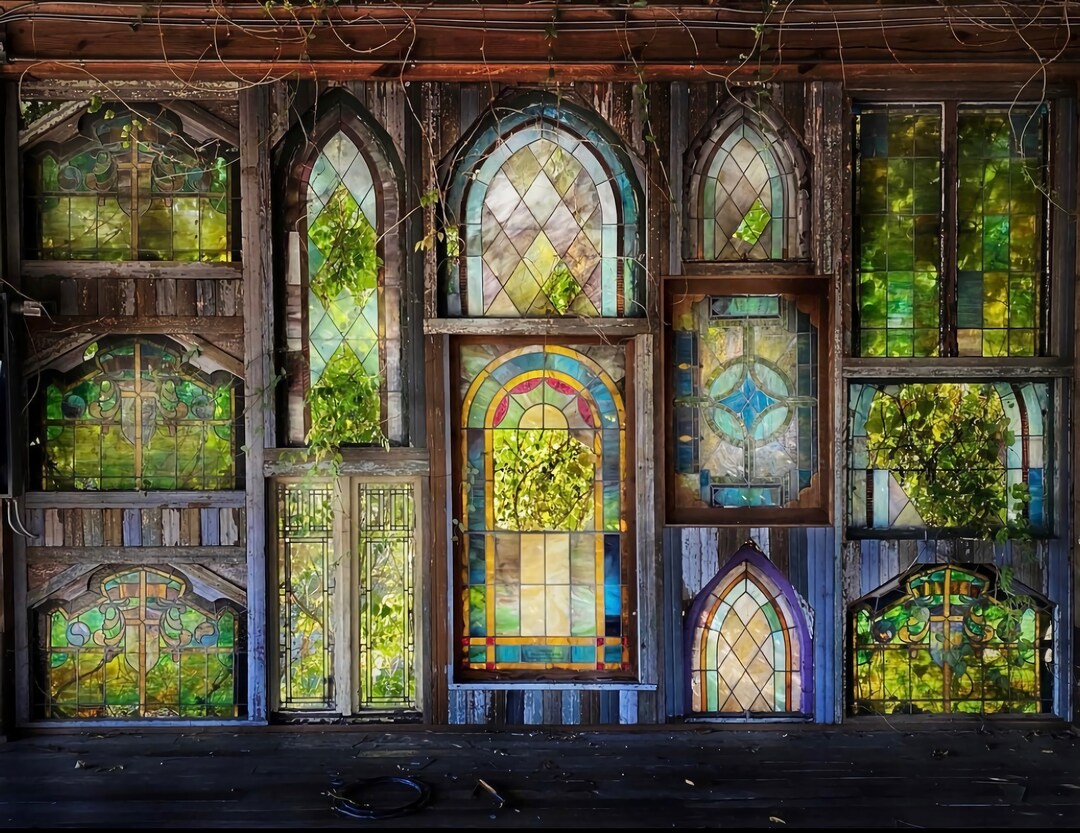 Abandoned Stained Glass Windows Matte Print Etsy