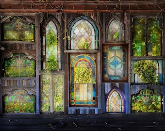 Verlassener Buntglasfenster-Mattdruck