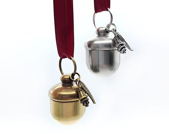 Acorn Thimble Case w/ Thimble for Chatelaine or Necklace- Thimble Holder, Etui Thimble Case, Sewing Chatelaine Tools (Gold & Silver Colors)