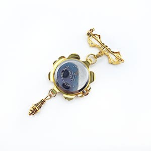Victorian Style Swirls Fob Watch Brooch w/ Ornate Drop Ornament- Watch Pin, Bow Brooch Watch, Lapel Watch Pin, Nurse Brooch (Gold or Silver) image 3