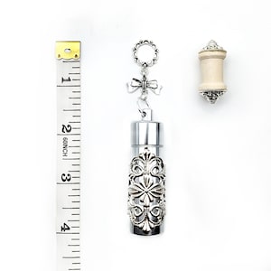 Chatelaine Bobbin Etui Case Thread Holder w/ Filigree Accents & Embellished Spool Sewing Chatelaine, Sewing Etui, Chatelaine Bobbin Holder image 9