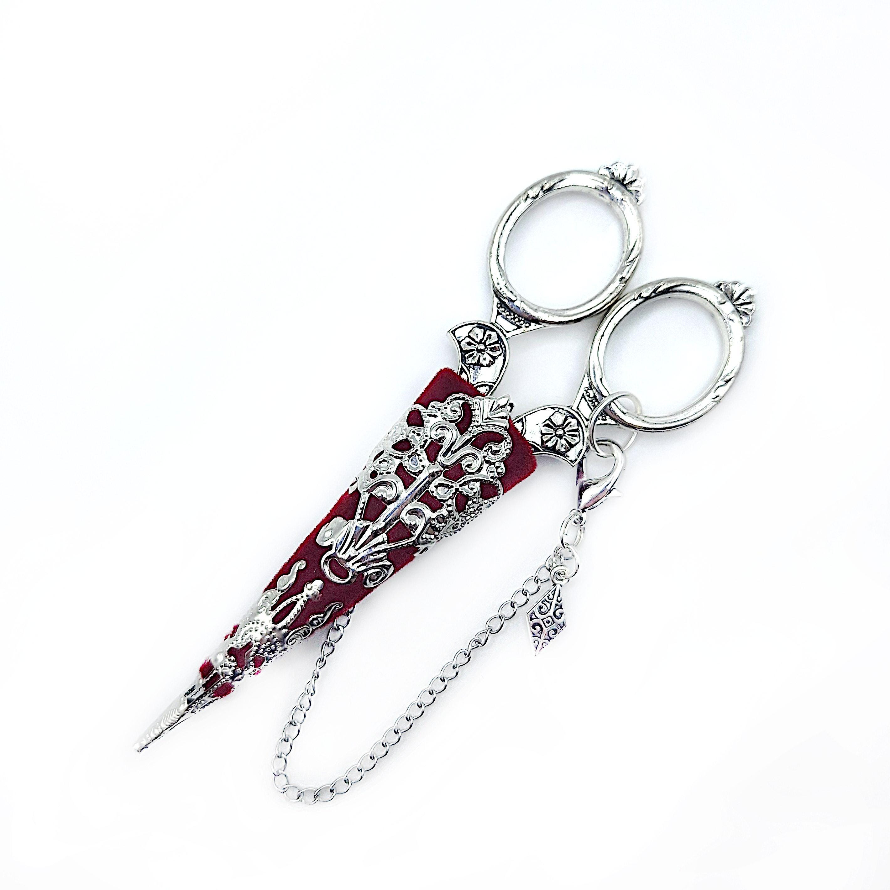 Vintage Style Embroidery Scissors W/ Velvet Flocked & Silver Filigree ...