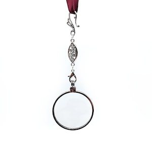 5 lupas con cadena Chatelaine extraíble + cadena de collar adicional - Lupa Chatelaine, colgante de lupa