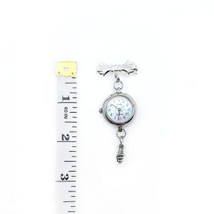 Victorian Style Fob Watch Brooch w/ Ornate Drop Ornament- Vintage Watch Pin, Bow Brooch Watch, Lapel Watch Pin, Nurse Brooch (2 Styles) image 9