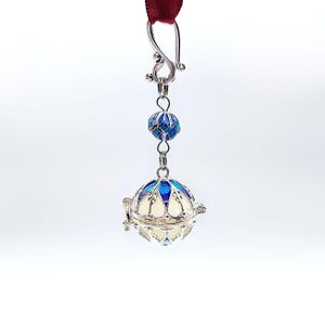Blue Enameled Silver Filigree Globe Thread Wax Pendant for Chatelaine + Wax Refills Available- Thread Conditioner, Tailor's Wax, Sewing Tool