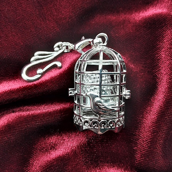 Silver Birdcage Thimble Holder Pendant, for Chatelaine or Necklace- Thimble Holder, Sewing Chatelaine Tools, Thimble Pendant