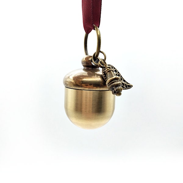Golden Acorn Thimble Case w/ Thimble for Chatelaine or Necklace- Thimble Holder, Etui Thimble Case, Sewing Chatelaine Tools