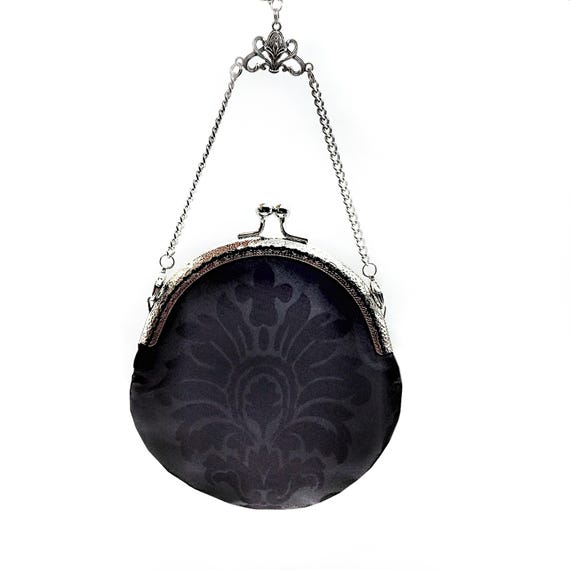 Mini Damask Chatelaine Purse w/ Removable Chain (3 Colors)- Chatelaine Coin Purse, Coin Purse Pendant, Vintage Coin Purse