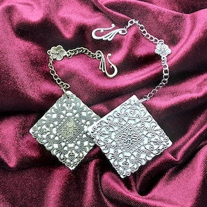 Chatelaine Tools- Silver/ Bronze Mini Filigree Chatelaine Notebook with Ivory Parchment Paper- Paper Refills Available