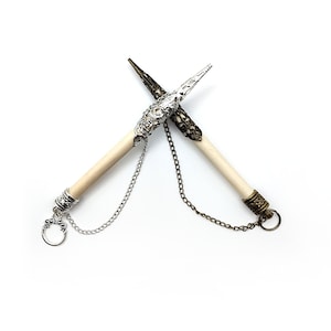 Chatelaine Pencil Pendant Embellished with Metal Filigree (Silver or Bronze) + Pencil Refills Available