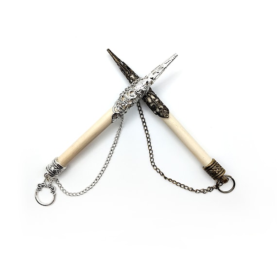 Chatelaine Pencil Pendant Embellished with Metal Filigree (Silver or Bronze) + Pencil Refills Available