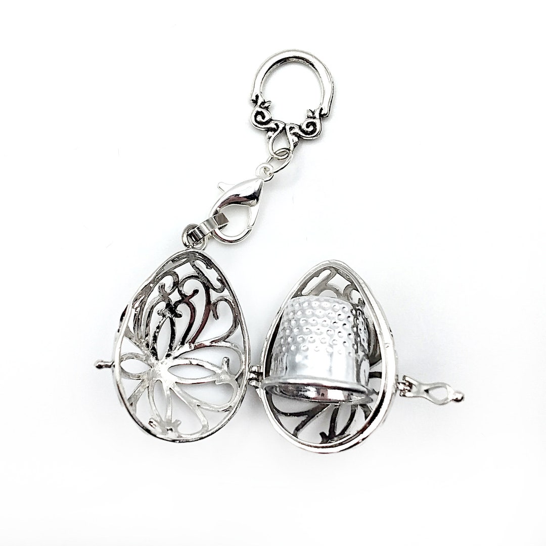 Silver Filigree Thimble Cage Pendant/ Diffuser Locket for Chatelaine ...