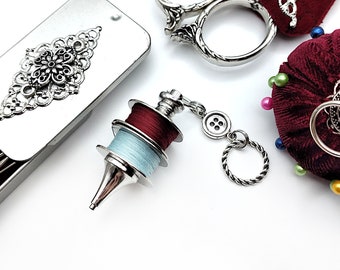 Pendulum Shaped Chatelaine Bobbin Thread Holder w/ Refillable Metal Bobbins- Sewing Chatelaine, Thread Holder, Chatelaine Bobbin Holder