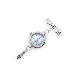 Victorian Style Fob Watch Brooch w/ Ornate Drop Ornament- Vintage Watch Pin, Bow Brooch Watch, Lapel Watch Pin, Nurse Brooch (2 Styles) image 7