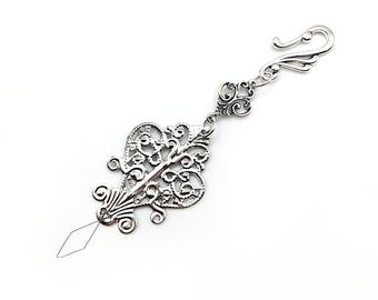 Silver Filigree Embellished Fine Wire Needle Threader for Chatelaine or Pendant- Hand Sewing, Seamstress Gift, Sewing Chatelaine Tools
