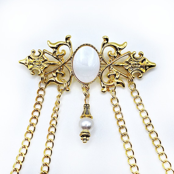 Ornate Chatelaine Brooch W Cabochon Drop Ornament Silver Chatelaine Gold Chatelaine Sewing Chatelaine Victorian Brooch 6 Styles Etsy