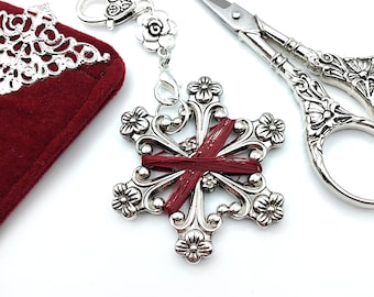 Snowflake Shaped Vintage Style Floss Bobbin Thread Holder for Chatelaine- Sewing Chatelaine, Thread Holder, Chatelaine Bobbin Holder