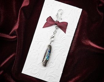 Mini Folding Pocket Knife w/ Mother of Pearl or Abalone Shell Accents & Removable Chain (3 Styles)- Chatelaine Knife, Chatelaine Tools