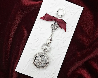 Mini Chatelaine Pocket Watch with Removable Chatelaine Chain & Bonus Necklace Chain (2 Styles)- Chatelaine Tools, Pocket Watch Pendant