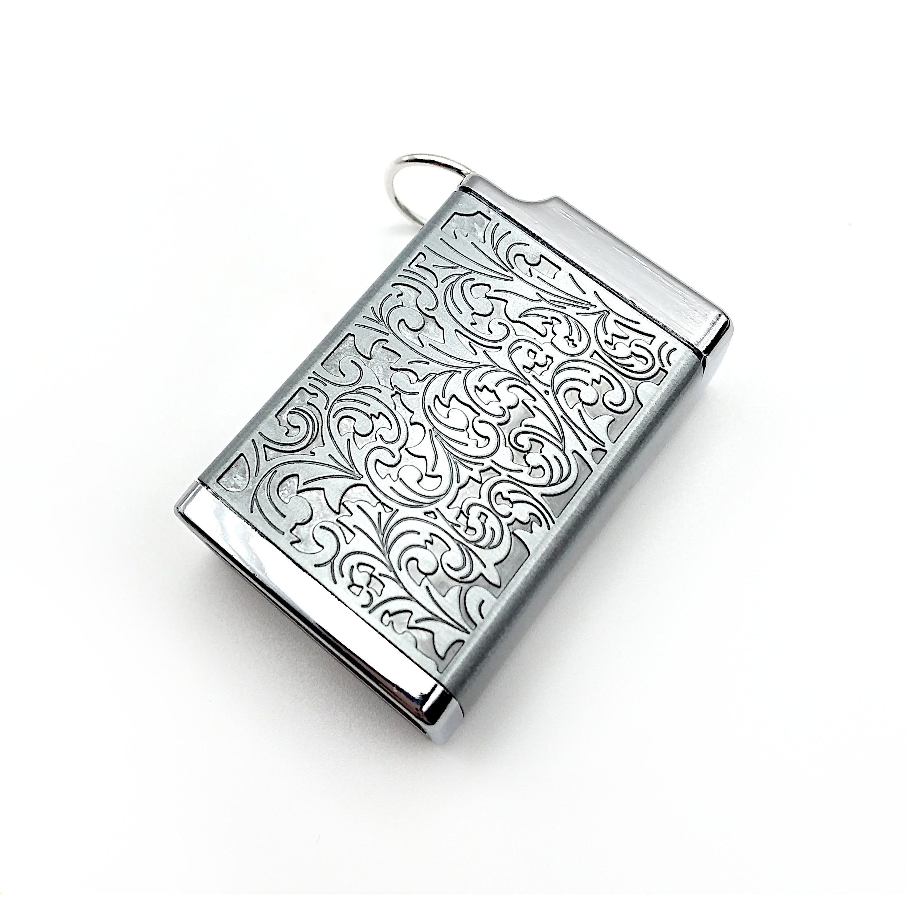 Ornate Vintage Style Vesta Case w/ Engraved Scroll Design and Easy Swing Open Top - Match Safe, Chatelaine Tools