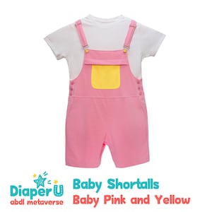 ABDL Adult Baby Shortalls - Baby Pink and Yellow (Unisex)