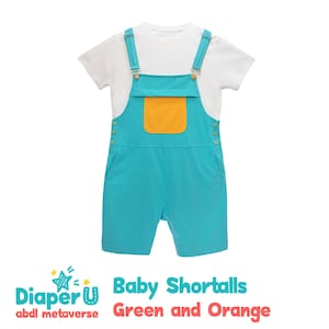 ABDL Adult Baby Shortalls - Green and Orange (Unisex)