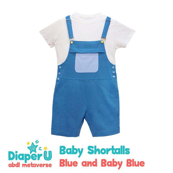 ABDL volwassen babyshort - blauw en babyblauw (unisex)