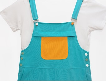 ABDL Adult Baby Overalls - Green and Orange (Unisex)