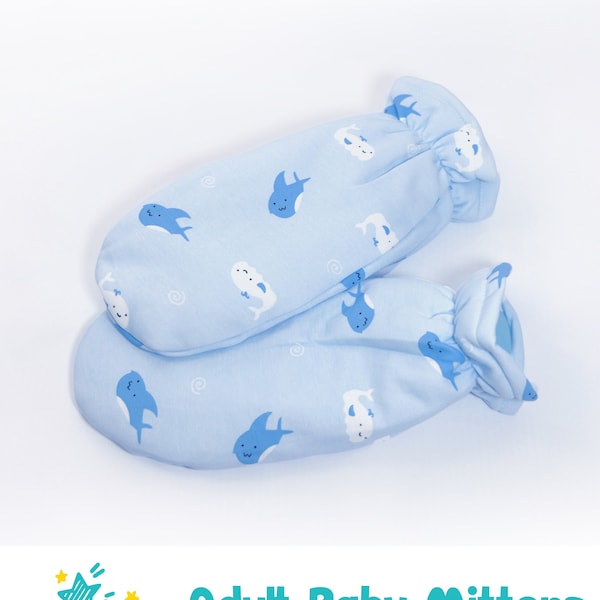 Adult Baby ABDL Mittens for Big Baby - Shark & Whale