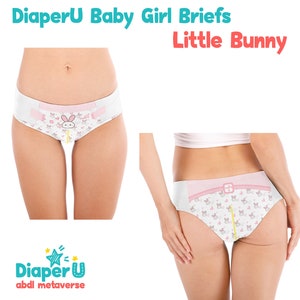 ABDL Adult Baby Diaper Style Woman Panties - Little Bunny