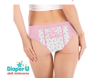 ABDL Adult Baby Girl Panties - I&#39;m Baby (Baby Pink)