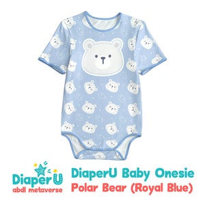 ABDL Adult Baby Bodysuit - Polar Bear (Royal Blue)
