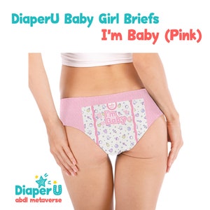 ABDL Adult Baby Girl Panties - I'm Baby (Baby Pink)