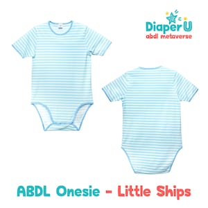 Erwachsener Baby ABDL Strampelanzug - Baby Blue Stripe