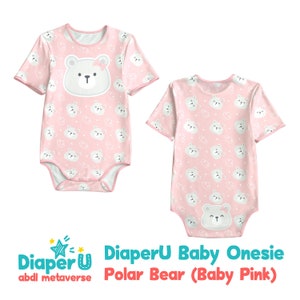 ABDL Adult Baby Onesie - Polar Bear (Baby Pink)