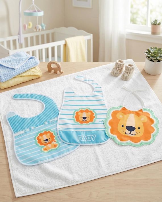 ABDL 大人用 ベビーライオンよだれかけセット (よだれかけ 3 枚、3