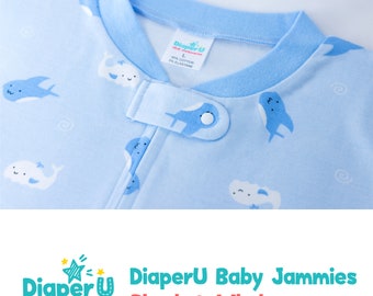 ABDL Adult Baby Footed Sleepers - Shark & Whale