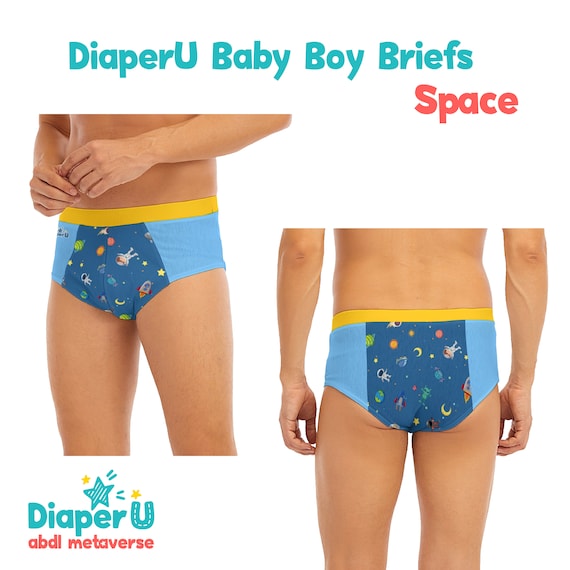 ABDL Adult Baby Boy Briefs Underwear Space Yellow 