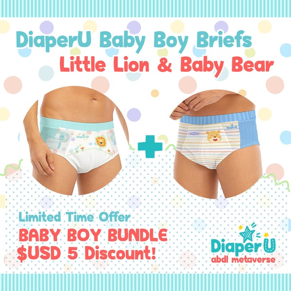 Adult Baby Little Lion + Baby Bear Bundle Sets (2 Briefs)