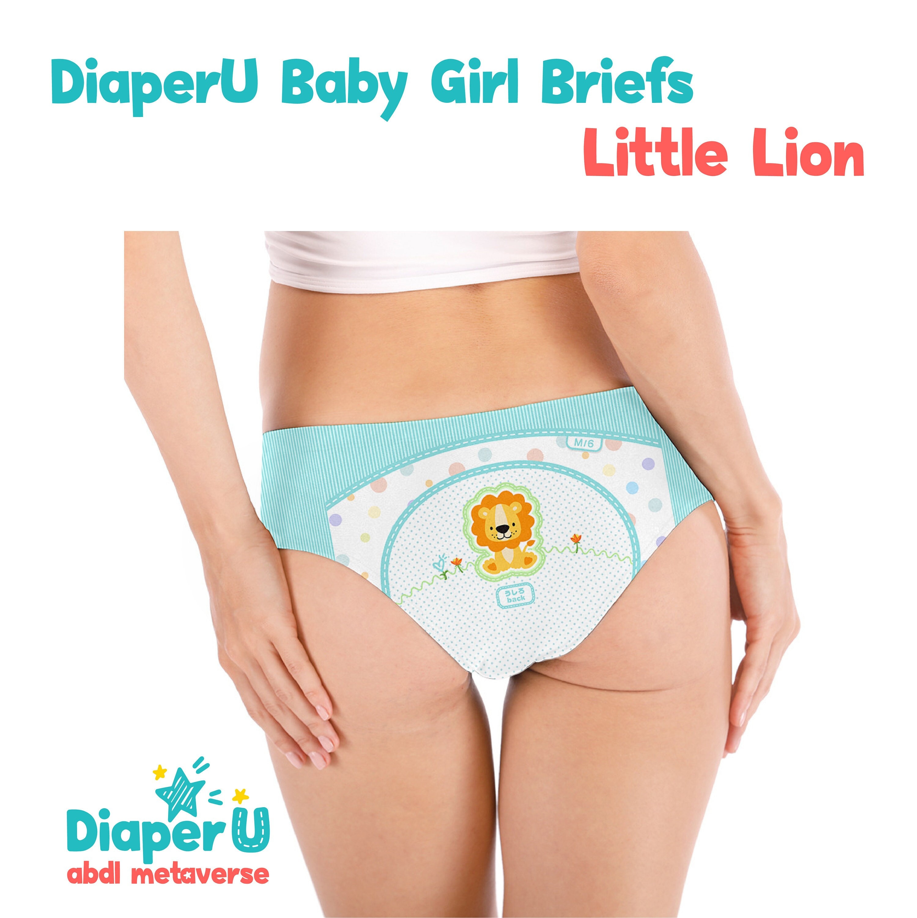 Adult Baby ABDL Diaper Style Woman Underwear Little Lion 