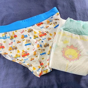 Adult Baby ABDL Boy Briefs - Vehicle Blue