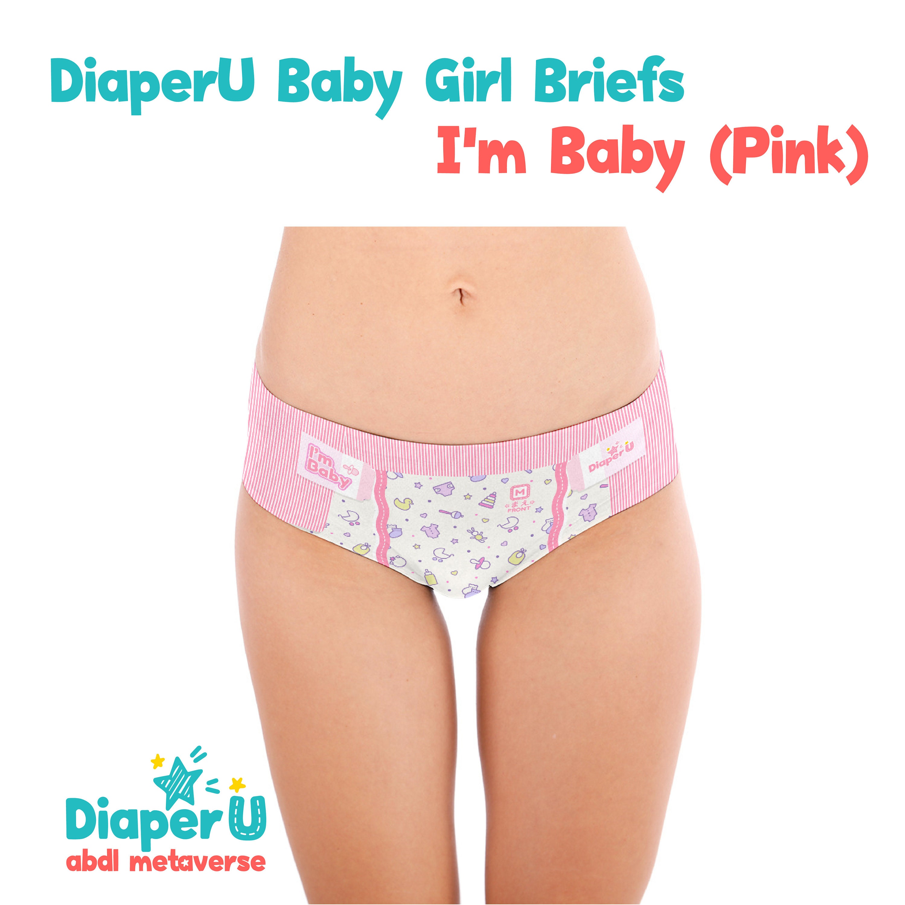 ABDL Adult Baby Girl Panties I'm Baby baby Pink 