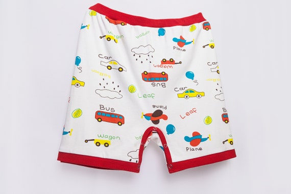 Adult Baby ABDL Snap Shorts - Cars & Plane (quick Diaper Change