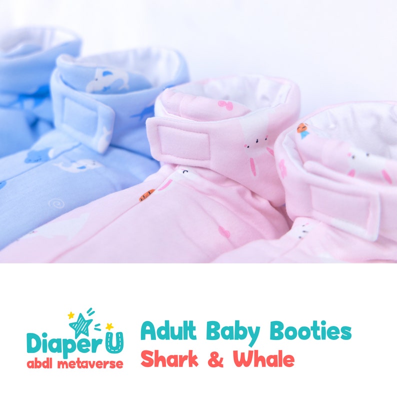 ABDL Adult Baby Booties Shark & Whale Etsy