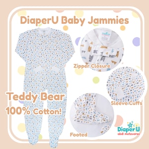 ABDL Adult Baby Footed Sleepers - Teddy Bear