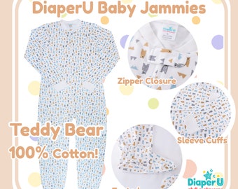 ABDL Adult Baby Footed Jammies - Teddy Bear