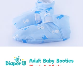 ABDL Shark and Whale Cotton Booties – Soft Padded Footwear