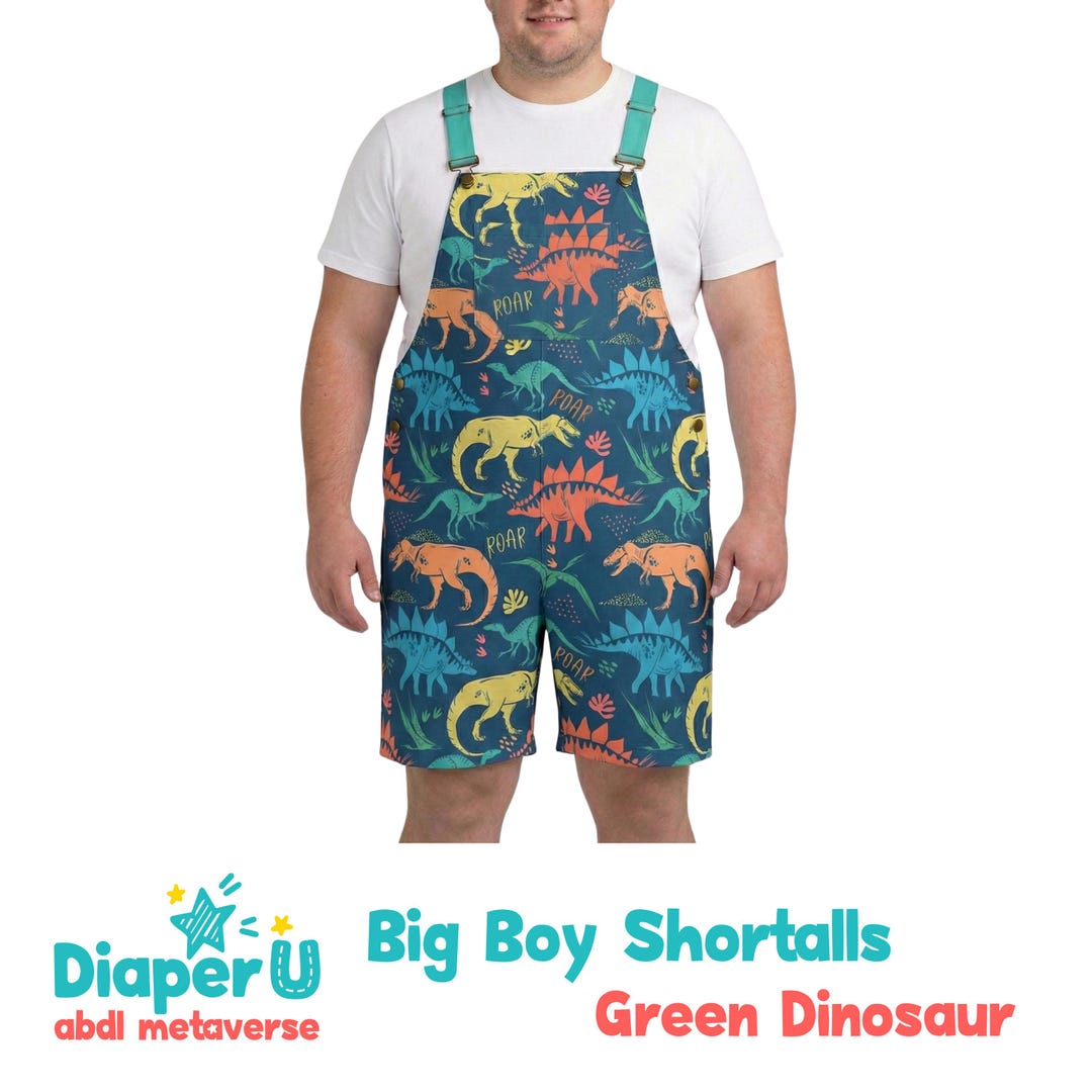 ABDL Adult Baby Big Boy Shortalls - Green Dinosaur - Etsy UK